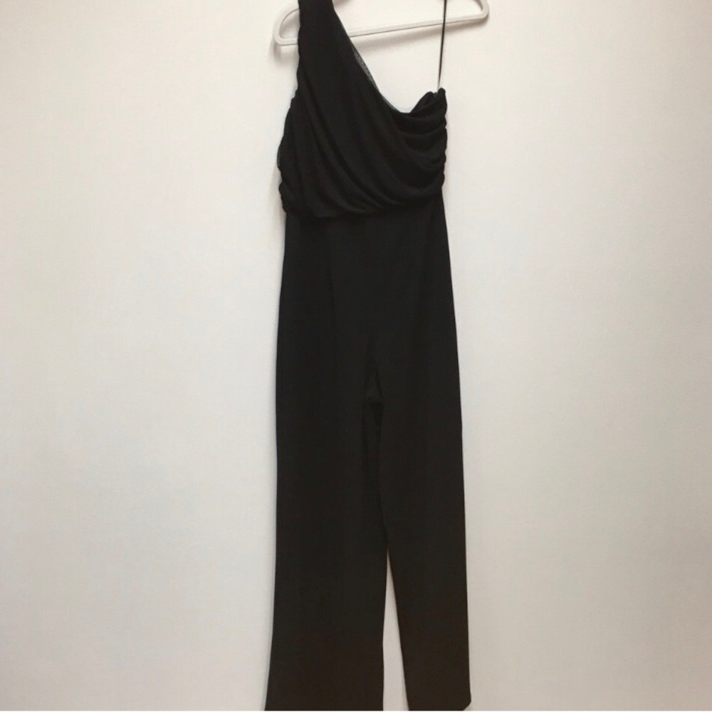Love X Design Draped Mesh One Shoulder Jumpsuit Large Black Formal Evening Chic - Picture 11 of 14